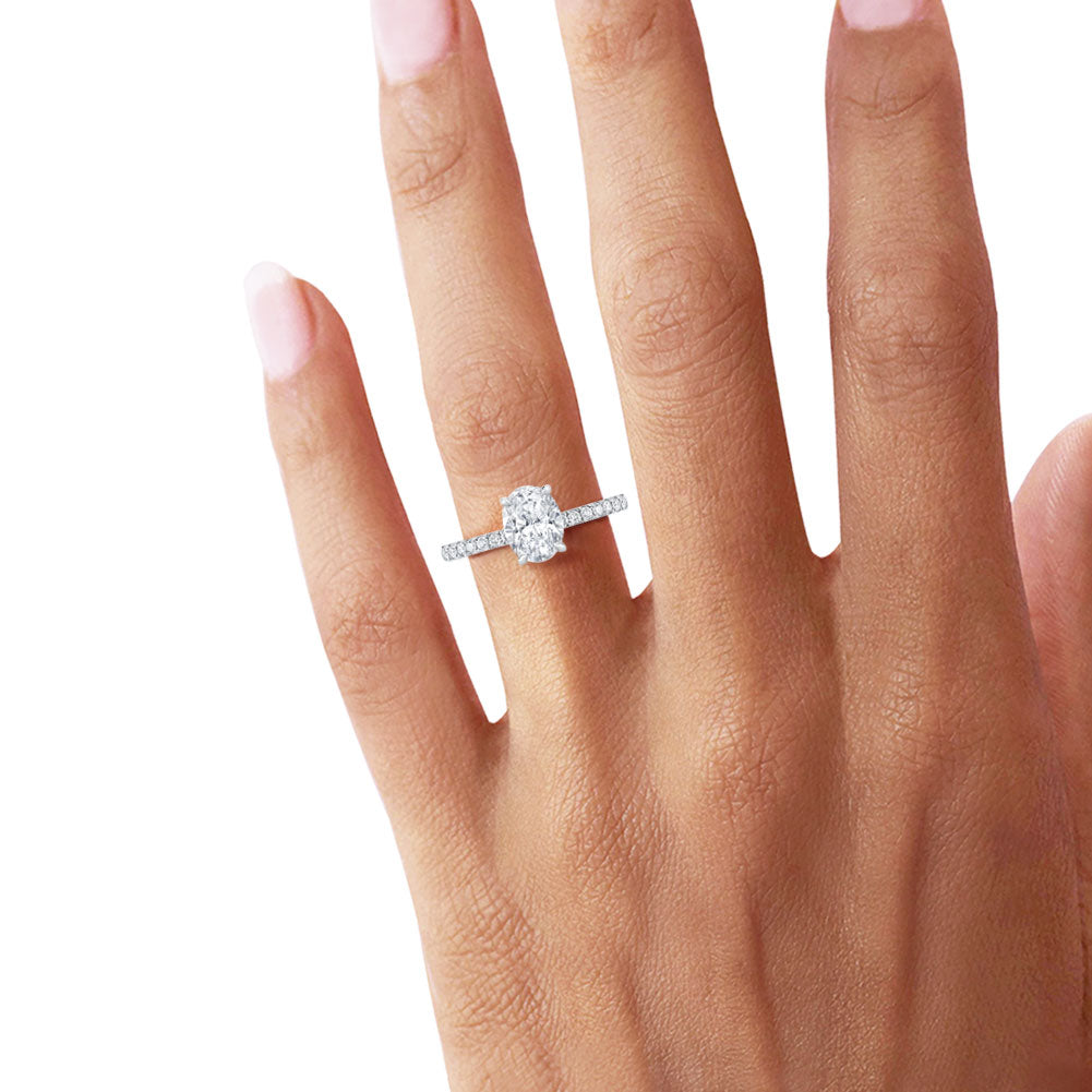 1.5ct Oval Cut Cubic Zirconia CZ Engagement Ring Rhodium Plated Sterling Silver