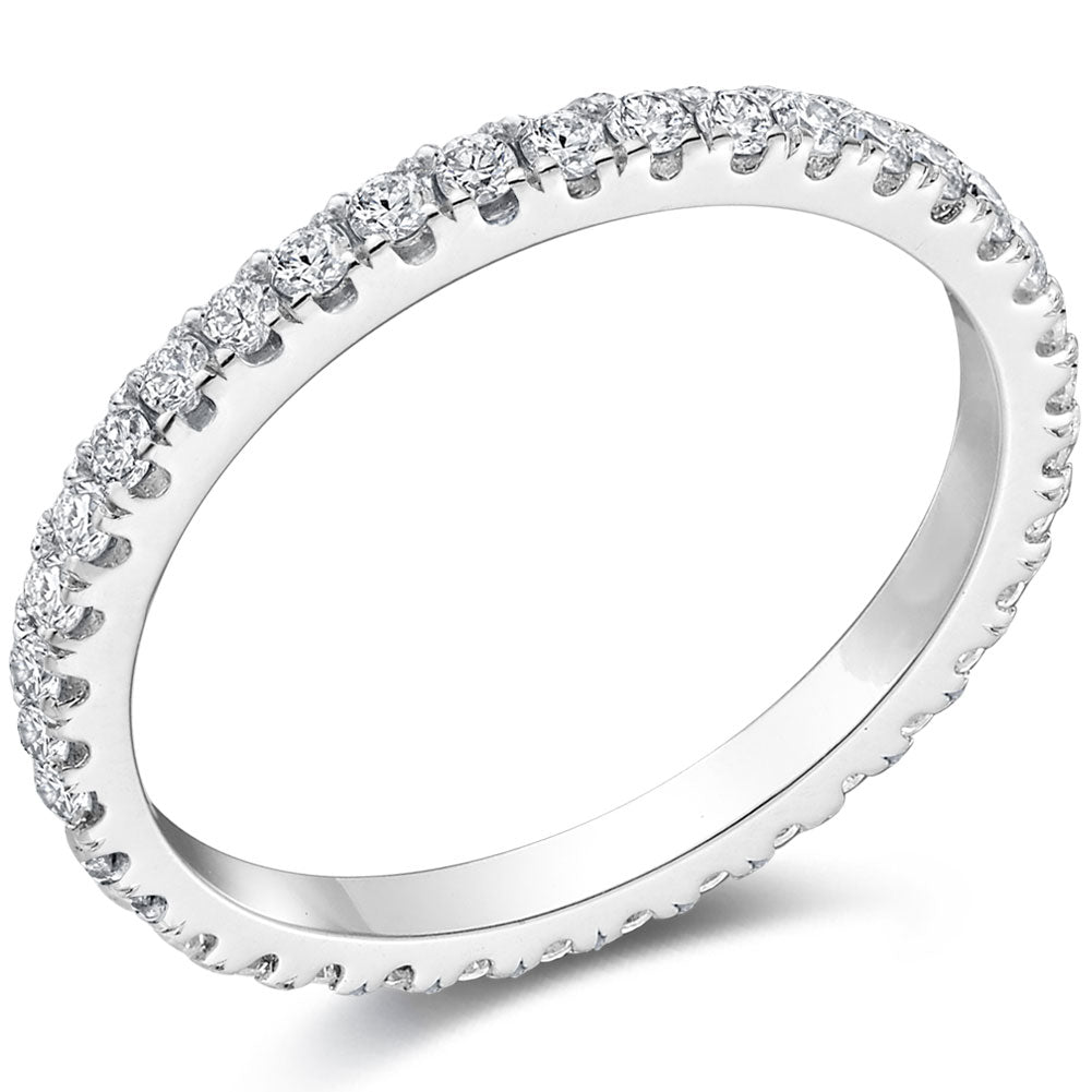 Round Cubic Zirconia CZ Half Eternity Rings Wedding Band