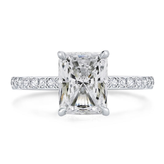 2ct Radiant Cut Cubic Zirconia CZ Engagement Rings Platinum Plated Sterling Silver