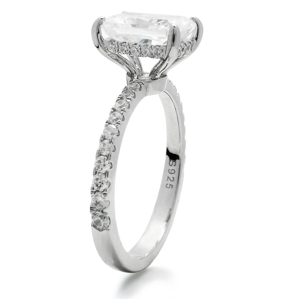 2ct Radiant Cut Cubic Zirconia CZ Engagement Rings Platinum Plated Sterling Silver