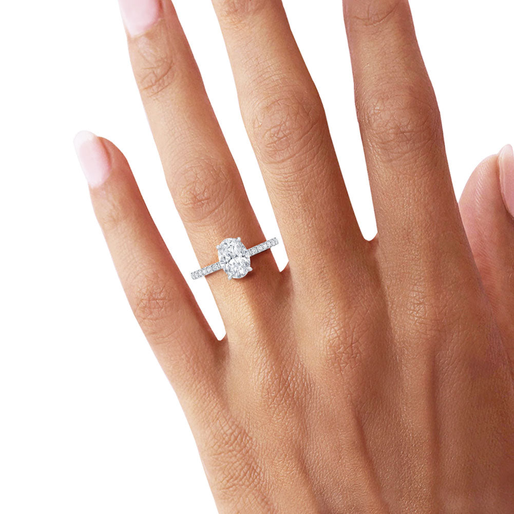 3ct Oval Cut Cubic Zirconia Rhodium Plated Sterling Silver