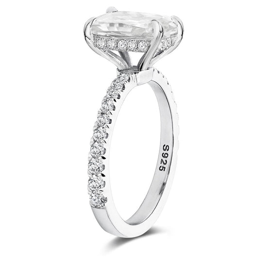 1.5ct Radiant Cut Cubic Zirconia CZ Engagement Rings Platinum Plated Sterling Silver