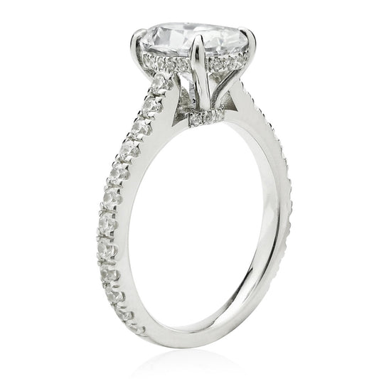 1.5ct Oval Cut Cubic Zirconia CZ Engagement Ring Rhodium Plated Sterling Silver