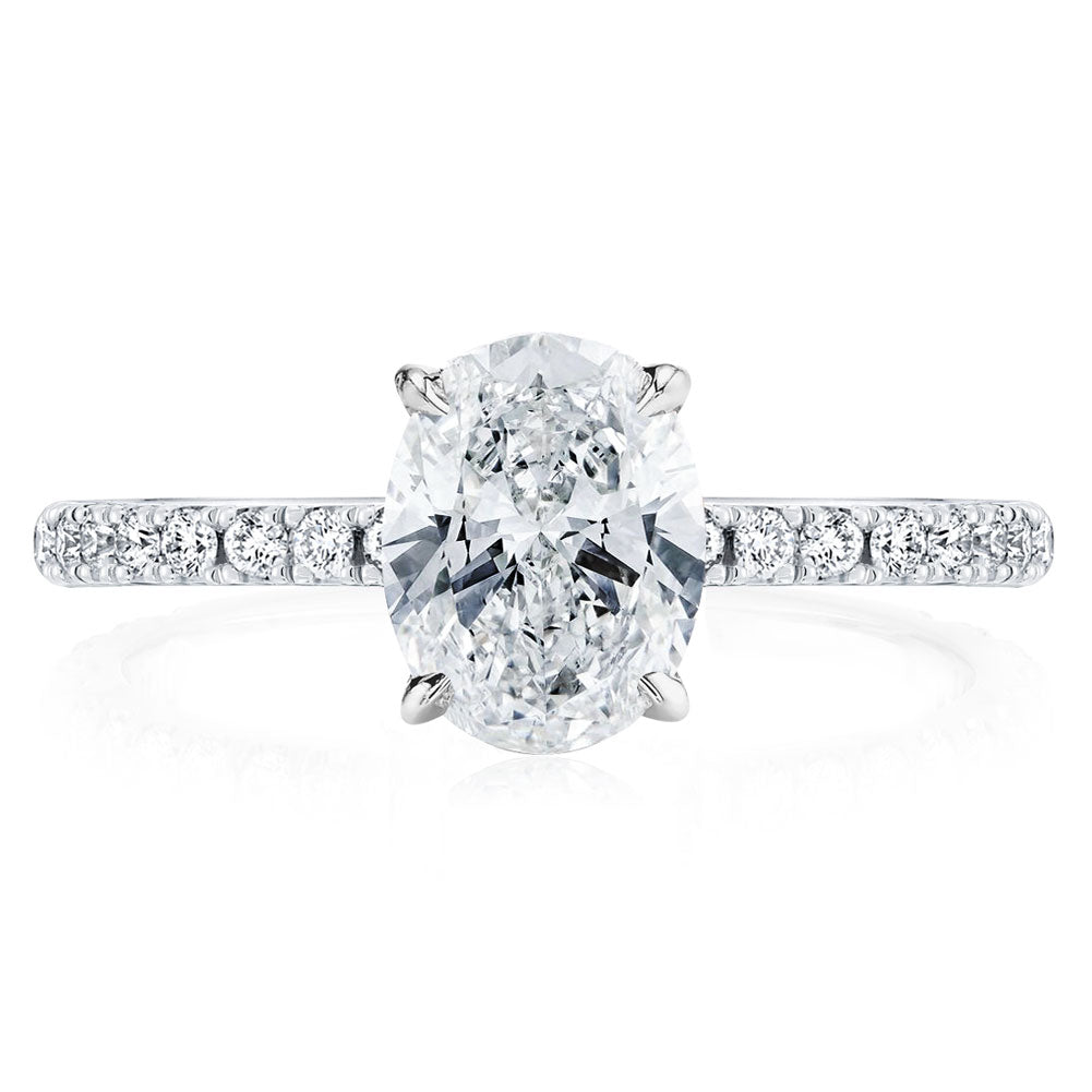 2ct Oval Cut Cubic Zirconia Engagement Ring Rhodium Plated Sterling Silver